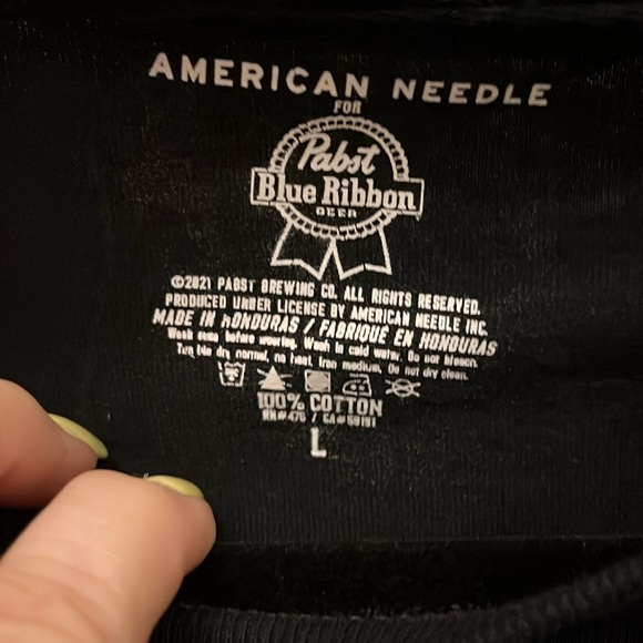 Pabst Blue Ribbon Beer Tee Shirt American Needle Size Large Black - Picture 3 of 5